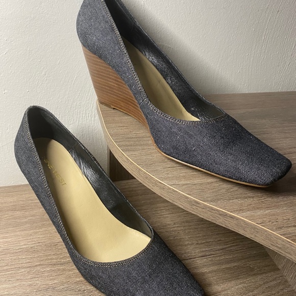 NINE WEST Denim Wedge Shoes - Picture 4 of 13